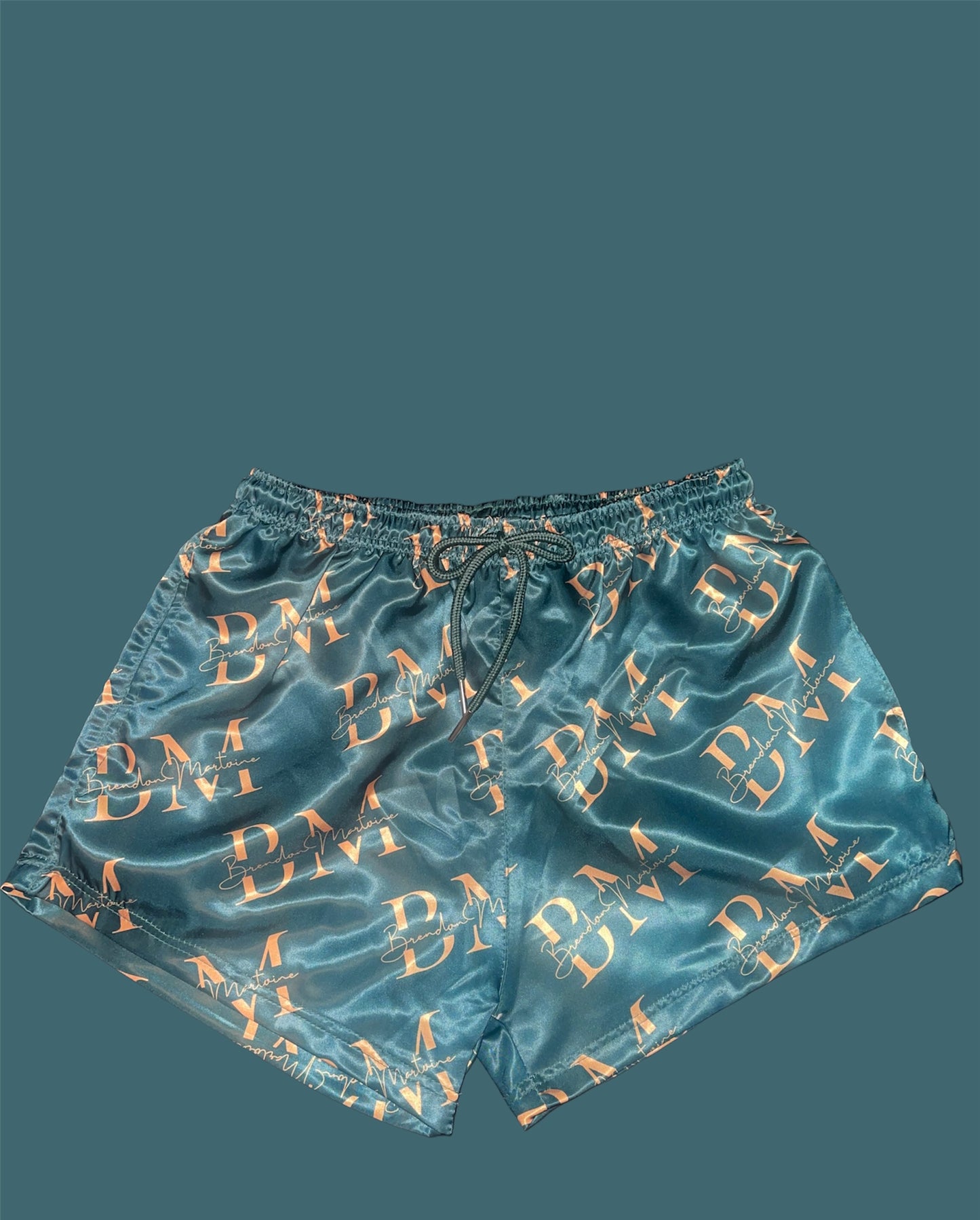 Teal and Gold Satin Shorts