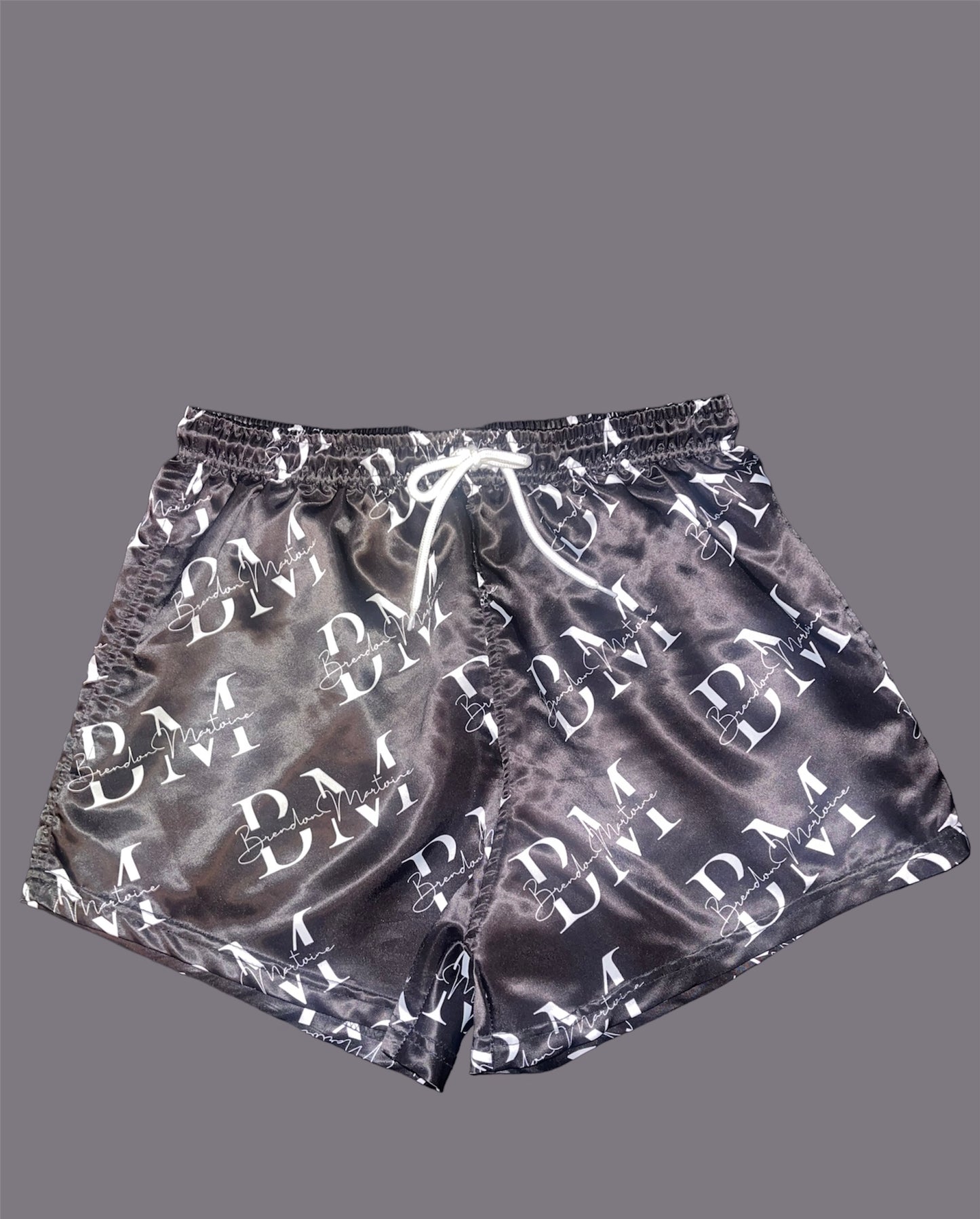 Black and White Satin Shorts