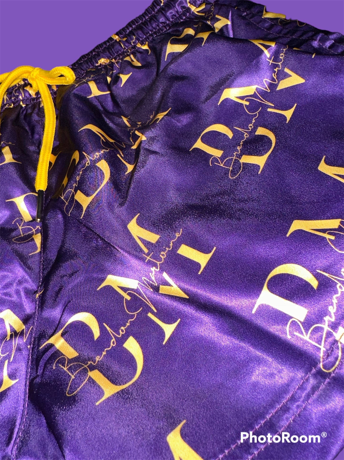 Purple and Yellow Satin Shorts
