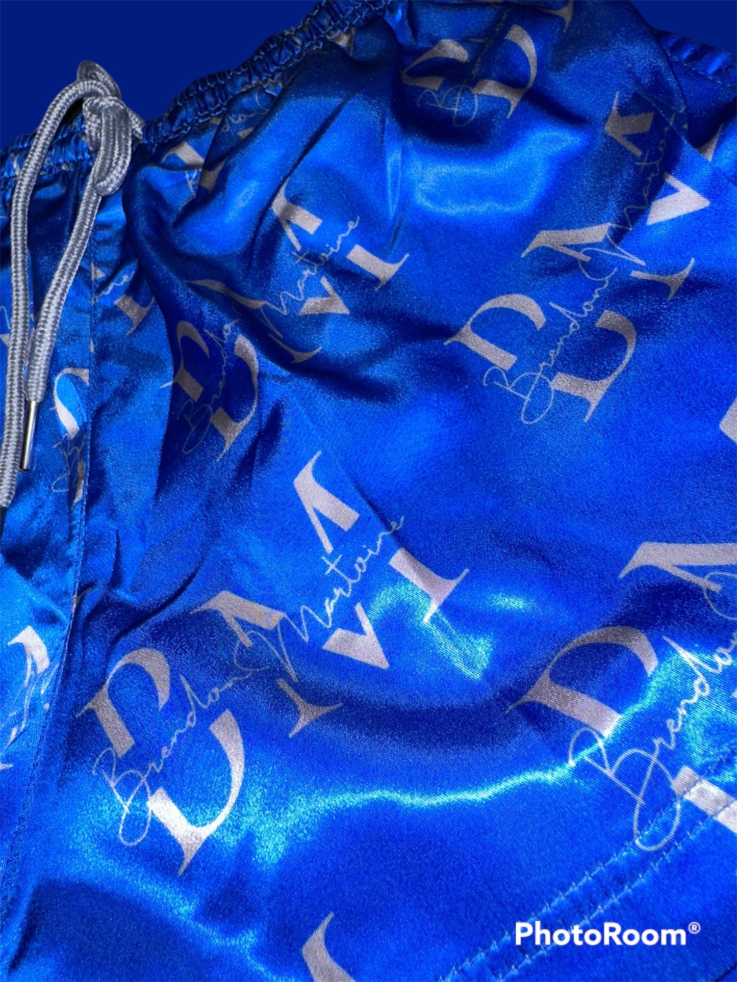 Blue and Grey Satin Shorts