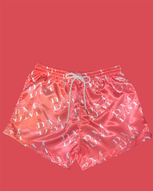 Pink and White Satin Shorts