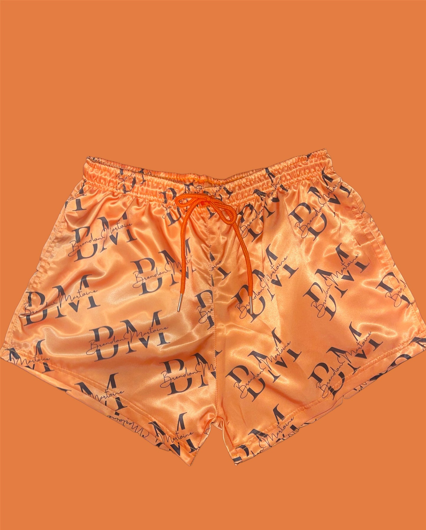 Orange and Black Satin Shorts